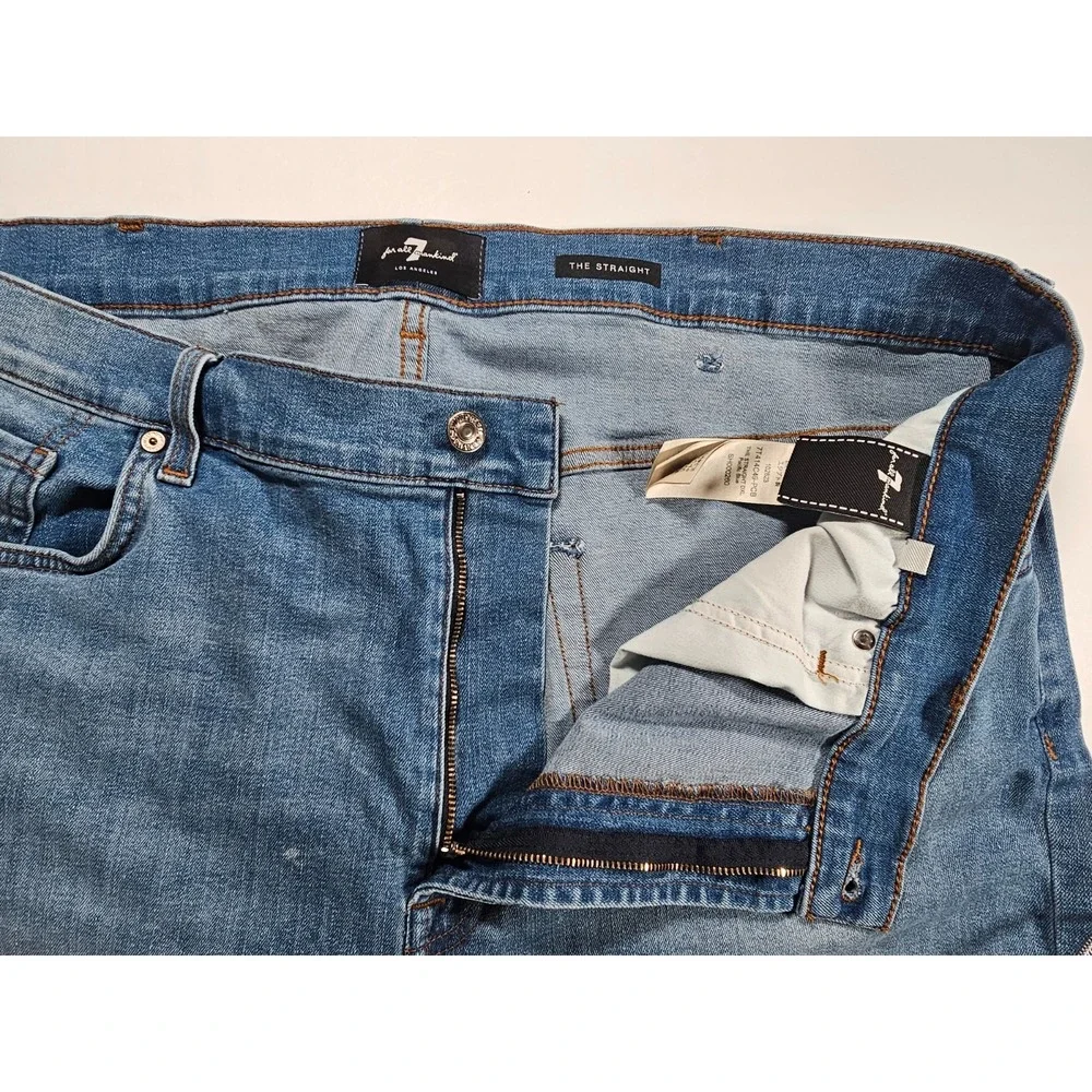7 for all mankind Men's Sz 46 The Straight DXL Pacific Blue Jeans - Picture 2 of 14